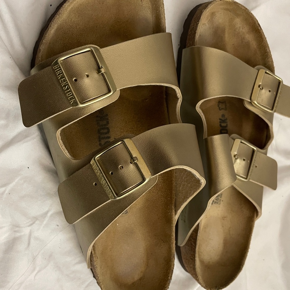 Birkenstock Metallic Gold Double-Strap Sandals